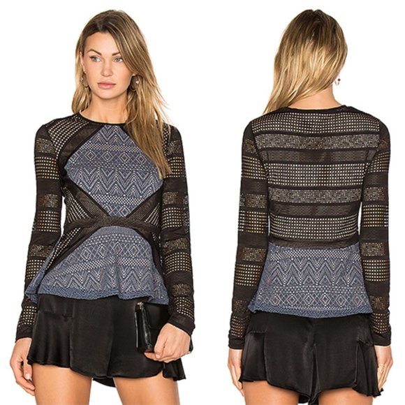 BCBGMaxAzria Tops - BCBGMaxAzria Maira Top Women's Peplum Blouse Blue